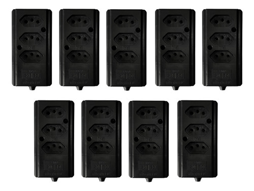 Kit Régua Tripla 20a 3 Pinos Extensão Adaptador 9 Unidades