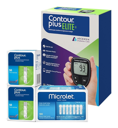 Contour Plus Elite Glucómetro Bluetooth 100tiras 100lancetas