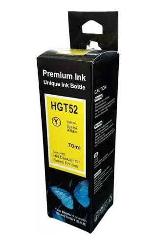 Botella Tinta Compatible Asta Hp Gt52 Color Amarillo 70ml