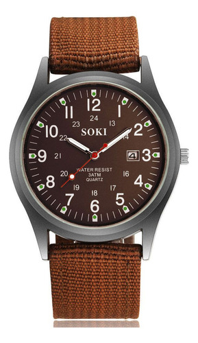 Reloj De Pulsera Militar Deportivo Geneva Quartz Canela Para