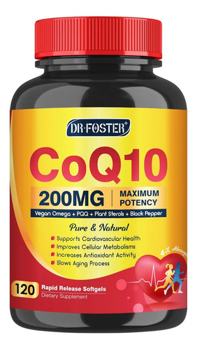 Coq10 200mg Con 120 Softgels Salud Corazon Hecho En Usa Sabor Sin Sabor