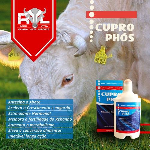Imagem 2 de 5 de Cupro Phós 500ml Promotor De Engorda Bovinos E Alta Lactação