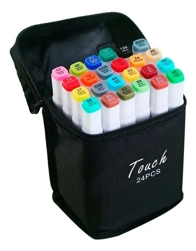 Kit Pintura Livro Colorir Bobbie Goods + 24 Canetinhas Ponta Dupla Marcador Touch Marker