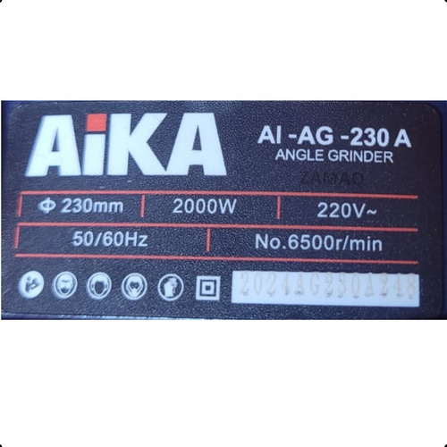 Esmerilhadeira Angular 9 Aika 2000w 6500rpm Ai-ag-230a 220v