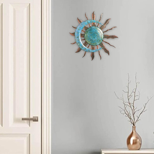 . Lua Sol Decoração De Parede Pendurado Estátua Metal
