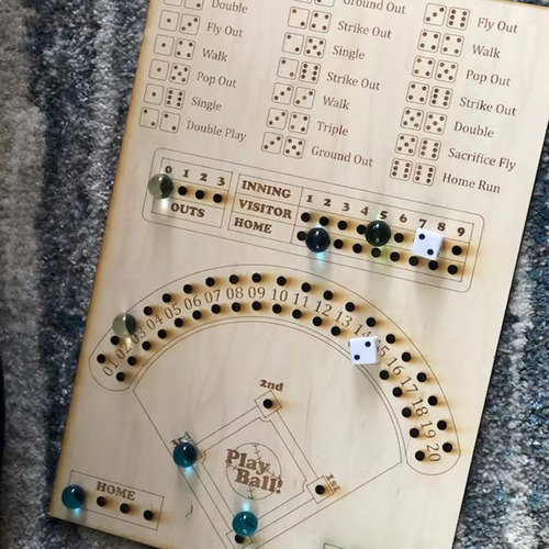 Juego De Mesa De Dados De Béisbol, Pinball De Madera