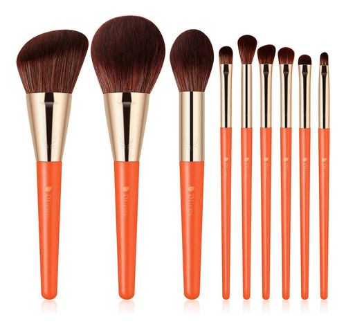 Ducare Juego De Brochas 9 Pzas Con Estuche Color Mango Naranja