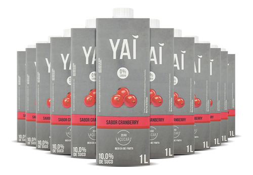 Suco Cranberry Yai Zero Açucar  1l Com 12 Und.