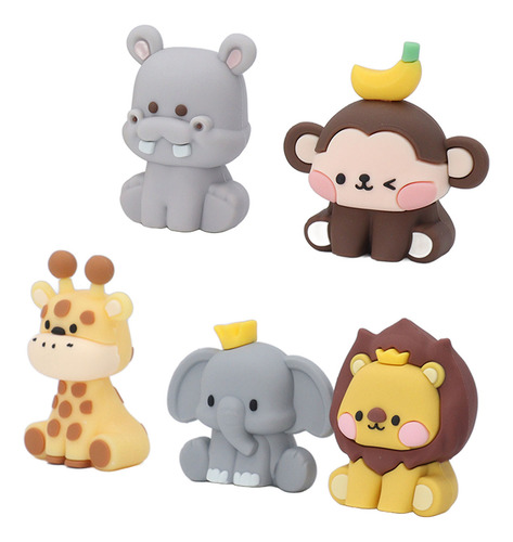 Decoración Para Tartas Con Animales De La Jungla, 5 Unidades