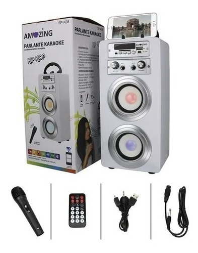 Parlante Karaoke Bluetooth Inalámbrico Hip Hop Blanco