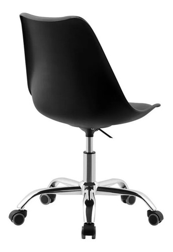 Imagen 3 de 9 de Silla De Escritorio Tulip Giratoria Blanca Y Cromada Ruedas
