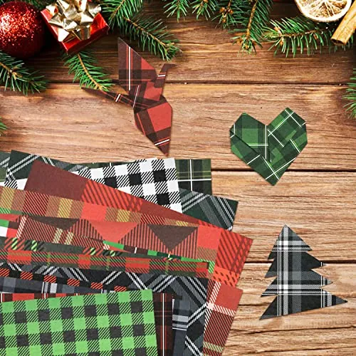 60 Hojas De Papel De Origami Cuadros De Navidad, Doble ...