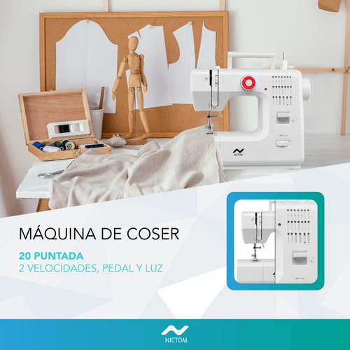 Imagen 6 de 8 de Máquina De Coser Nictom Mc03 20 Puntadas 2 Velocidades Pedal