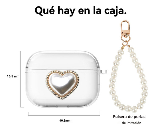 USDILU Funda Case para AirPods Pro 2 Carcasa Mujer Color Transparente con Pulsera joyería Uso Silicona Mujer Niñas y con Llavero Soporte