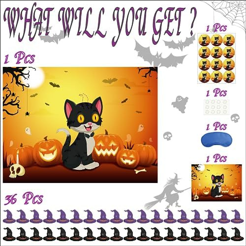 Morcheiong Juego De Halloween Pin The Tail On The Cat Game C