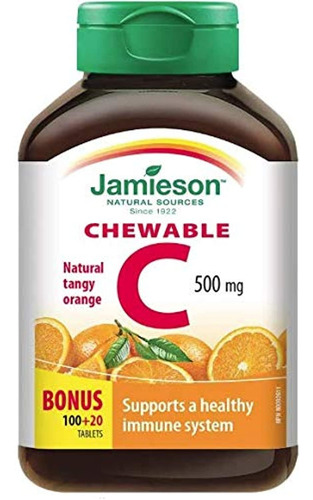 Jamieson Vitamina C Masticable 500 Mg - Naranja Picante, 120