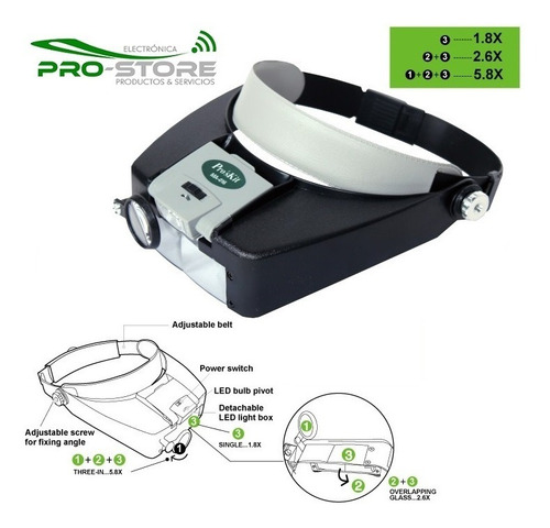 Visera Con Lupa Proskit C/luz- Ma016