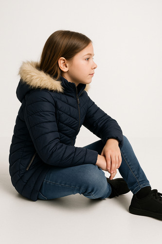 Chamarra Niña Con Gorro Peluche Estilo Y Protección Invierno