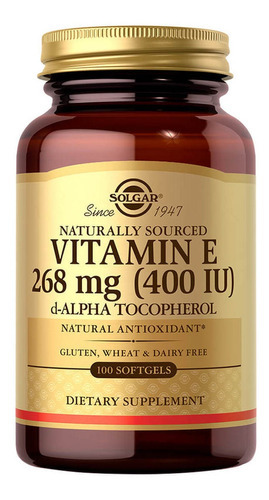 Vitamina E 268mg 400iu 100 Softgels Solgar Sabor Sin sabor