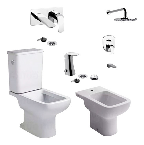 Combo Baño Ferrum Trento Griferia Fv Epuyen Pared Ducha Emb