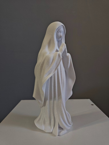 Estatuilla Virgen María Minimalista Deco Religiosa 21cm Blanco