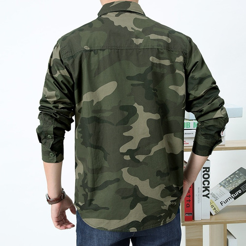 Camisas De Camuflaje Para Hombre, Blusa De Algodón, Talla Gr