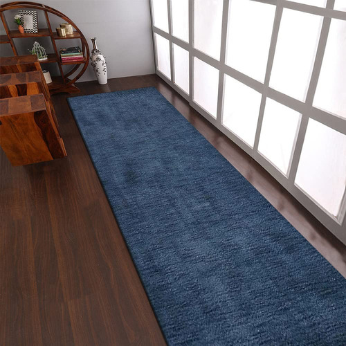 Rugsotic Carpets Alfombra Lana Anudada Mano Pie Color Azul