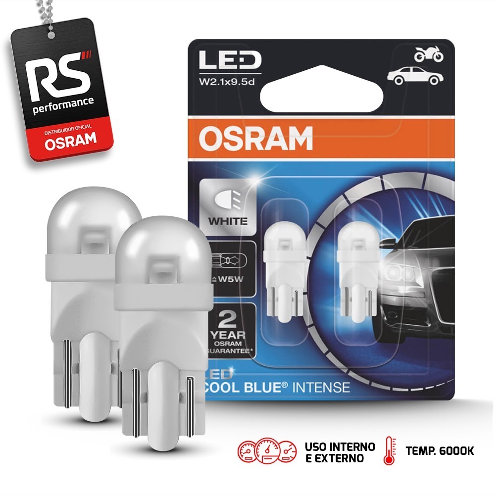 Kit Par Lâmpadas Led Osram W5w T10 W2.1x9.5d 6000k Retrofit .