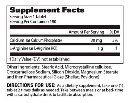 Imagen 2 de 2 de L-arginina Gat Sport 180 Tabletas 1000 Mg + Envio