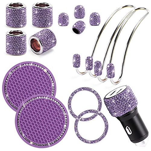 Juego De Accesorios De Coche Pedrería Morada Mujeres, ...