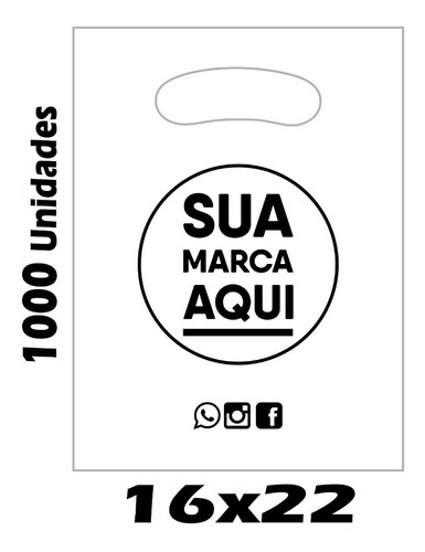 Imagem 1 de 1 de Sacolas Plásticas Personalizadas 16x22 1000 Un Promoção