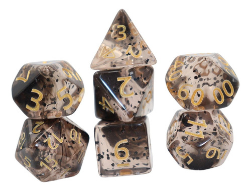 7 Piezas De Dados Poliédricos D6 D4 D8 D10 D12 D20 Negro