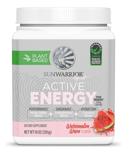 Active Energy Preworkout Vegano Sandía 285 G Sunwarrior Spor