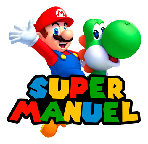 Logo Digital Mario Bros Y Yoshi Personalizado Con Tu Nombre