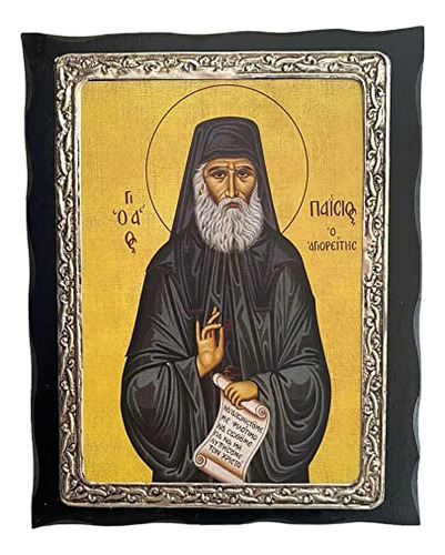 Icono De Madera-metálico Cristiano Ortodoxo Griego Hecho A M