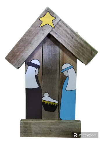 Pesebre Tipo Casita Chica  50 Cm En Madera Navideño 