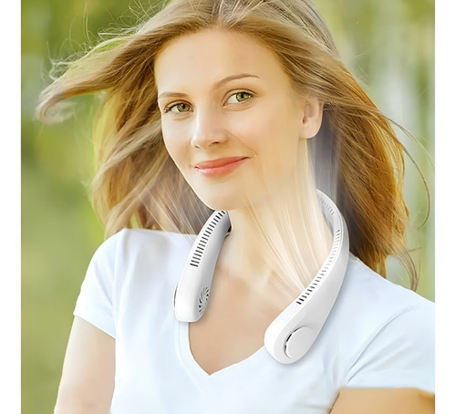 Ventilador De Cuello Usb Recargable Ergonomico Color Blanco