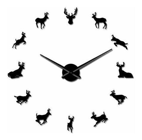 The Geeky Days Woodland Deer Giant Diy Reloj De Pared Grande