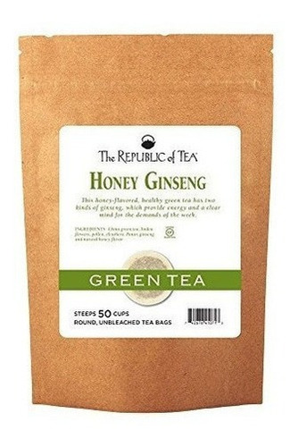 The Republic Of Tea Miel Ginseng Té Verde 50 Bolsitas De