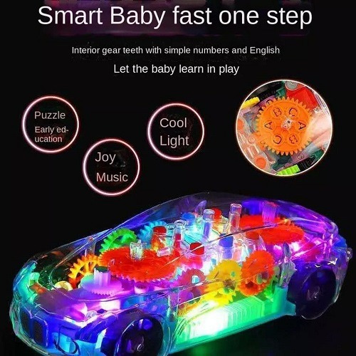Juguete Coche De Carreras Con Luz Led Mecanismo Transparente