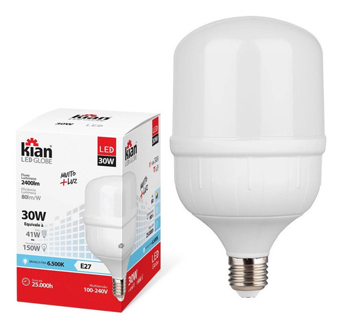 Lâmpada De Led Globe E-27 30w 6500k Bivolt Kian