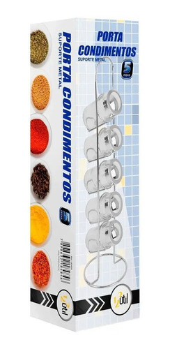 Imagem 4 de 6 de Porta Condimentos Tempero Metal Original 123útil 5 Peças