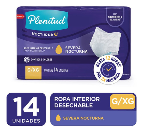 Plenitud Nocturno Ropa Interior Desechable X 14 Unid