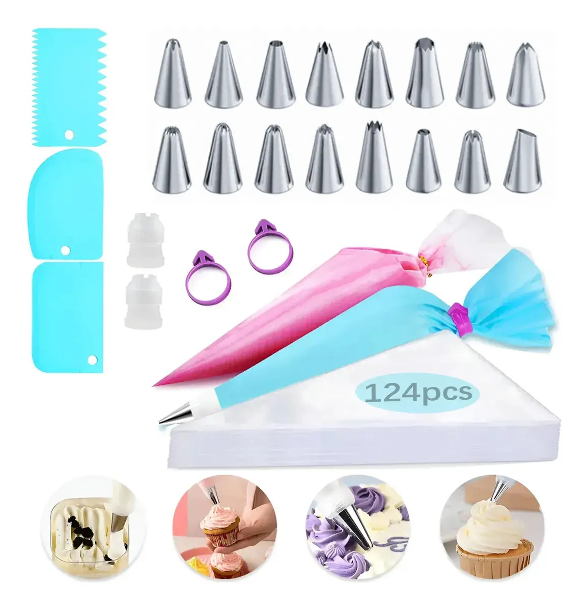 Kit De Mangas Pasteleras Y Poquillas Para Repostería 124pz