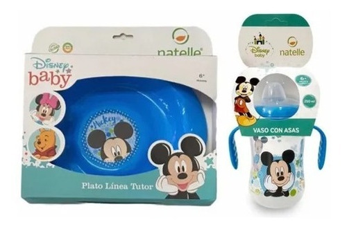 Imagen 1 de 3 de Combo Vaso Con Asas + Plato Linea Disney Minnie / Mickey