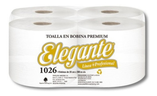 Bobina De Papel Toalla 200x20x4u.(1026)elegante (cod. 5905)