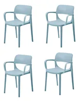 Comprar Sillas Comedor Jardin Apilables Smile Con Apoyabrazos Pack 4 Plastico Gris Perla Gris Perla