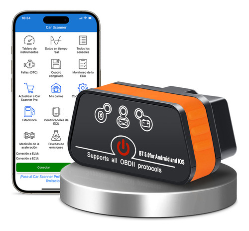 Escáner Automotriz Mini Obd2 Con Bluetooth Android Ios Sc03y