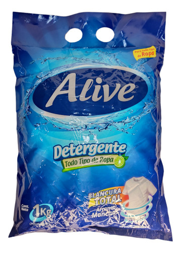 Detergente Con Blanqueador Alive Azul Polvo 1kg