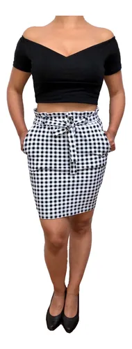 Falda Corta Paper Bag Tubo Lapiz Formal Moda Juvenil Casual